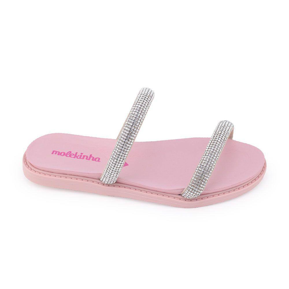 Chinelo mna infantil Molekinha 2312.255 slide Cristal Strass