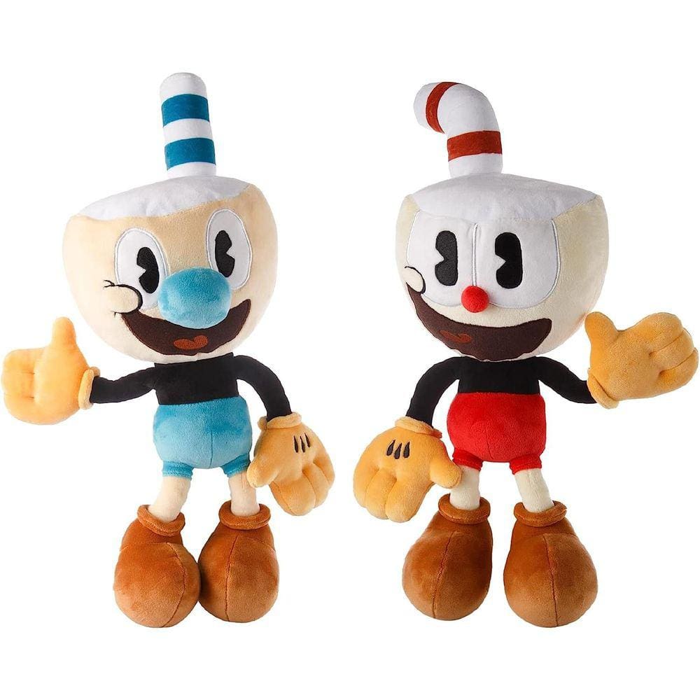 O Cuphead Show Cuphead & Mugman 2pk Plush 15\" Série de Bonecas