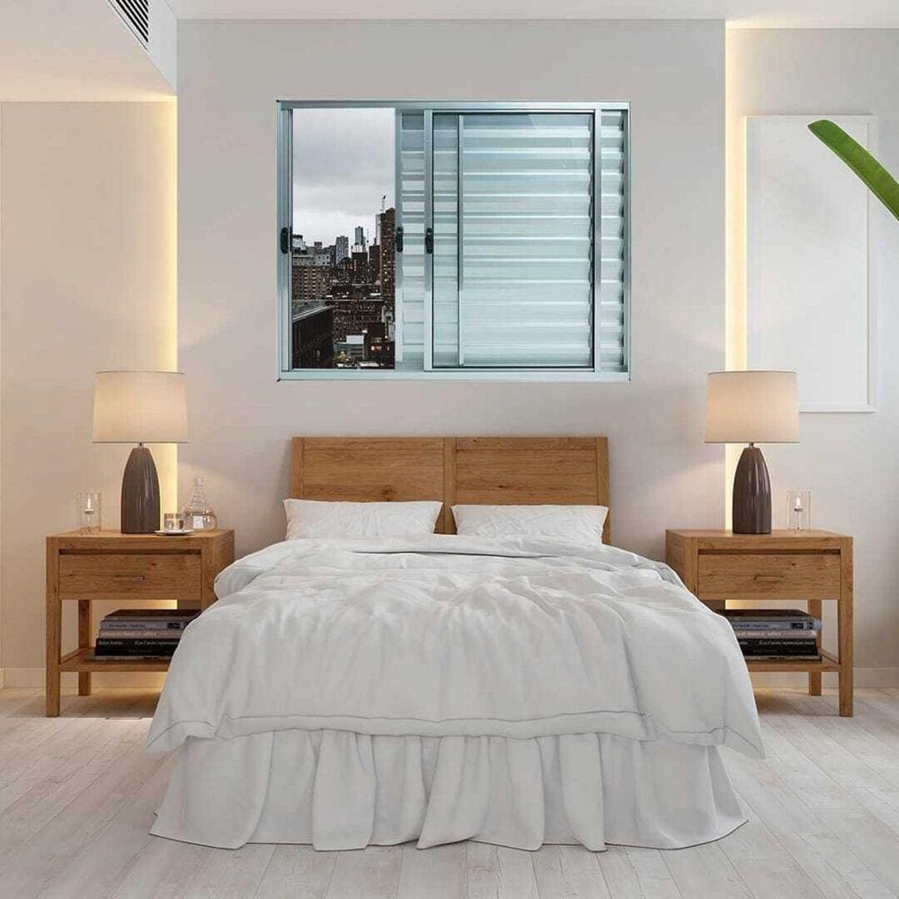 Janela Alumínio Veneziana 3 Folhas 100x120cm Marroml Brilhante Plus Lux Esquadrias Branco