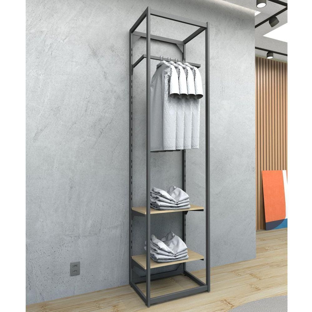 Estante Arara em Aço 60x220x45cm Cinza