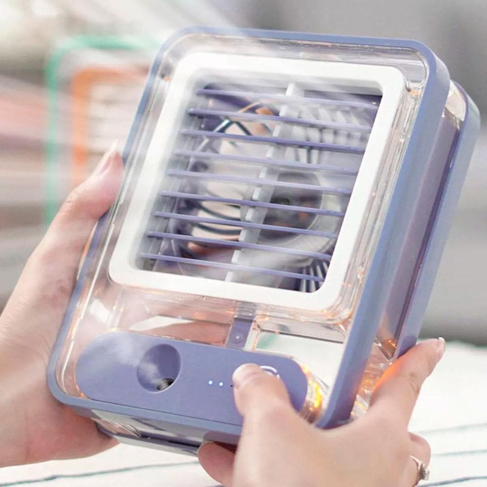 Climatizador Portátil USB - 3 Velocidades - Umidificador LED