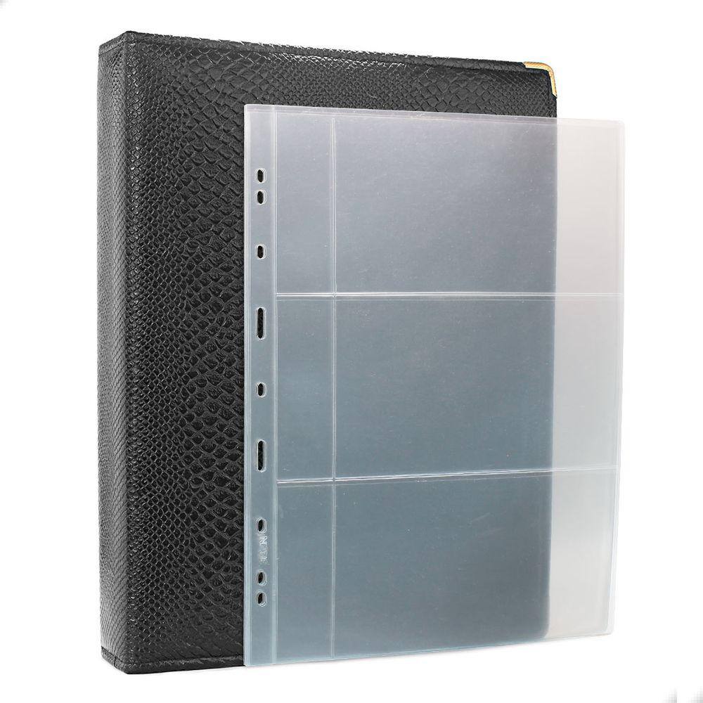 Álbum Fichário 50 folhas para Cédulas 3 Espaços Aba 32x24 Ziper Cobra GG