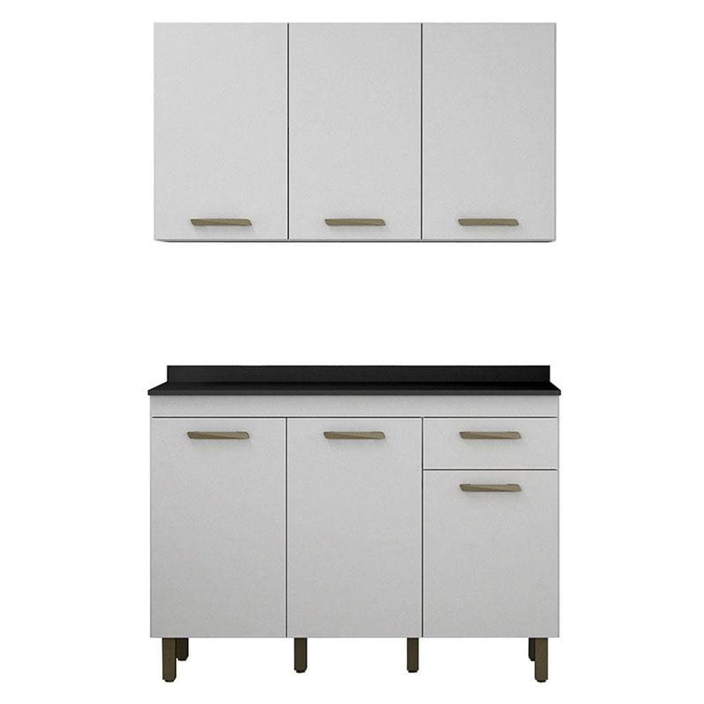 Armário Aéreo e Balcão de Cozinha São Luís Branco - Valdemóveis