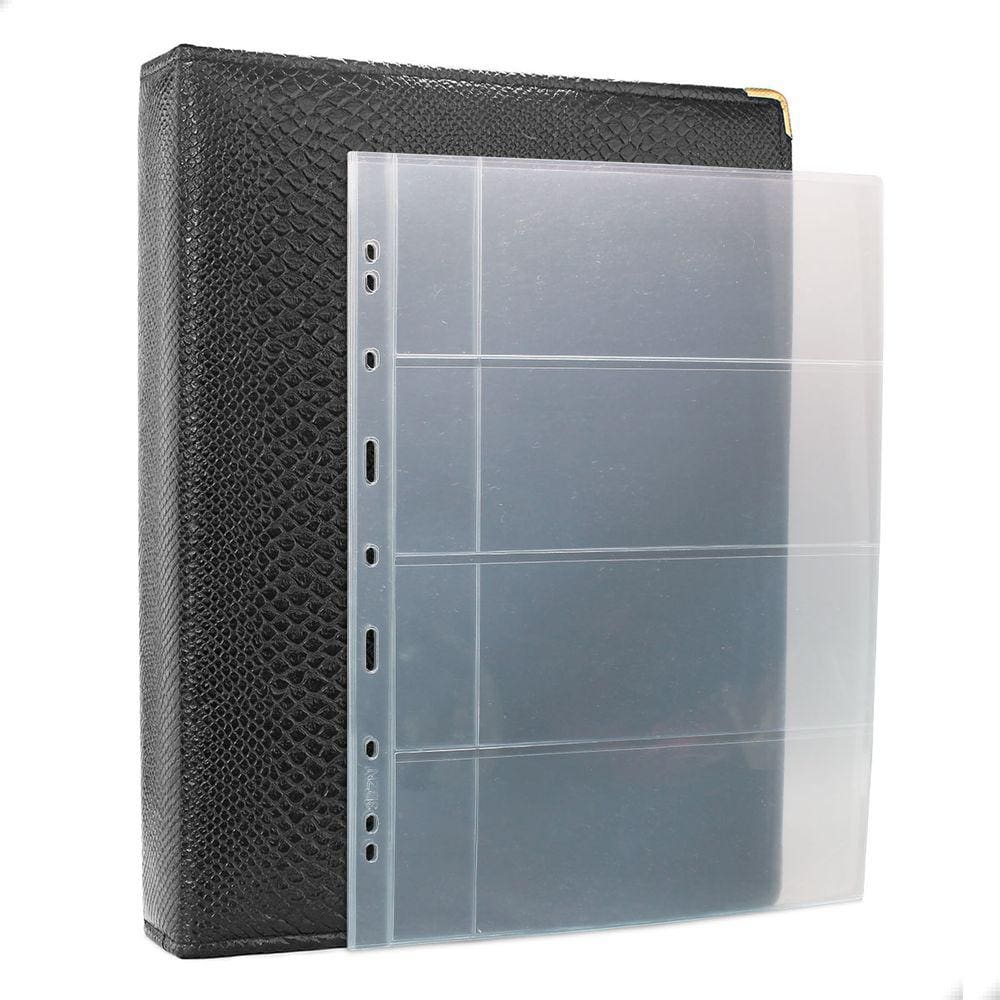 Álbum Fichário 10 folhas para Cédulas 4 Espaços Aba 32x24 Ziper Cobra GG