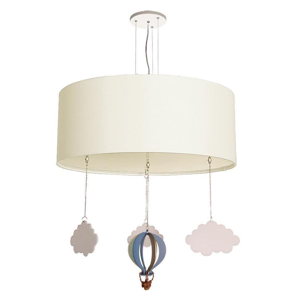 Luminária Pendente Balão Branco - Tecido e MDF