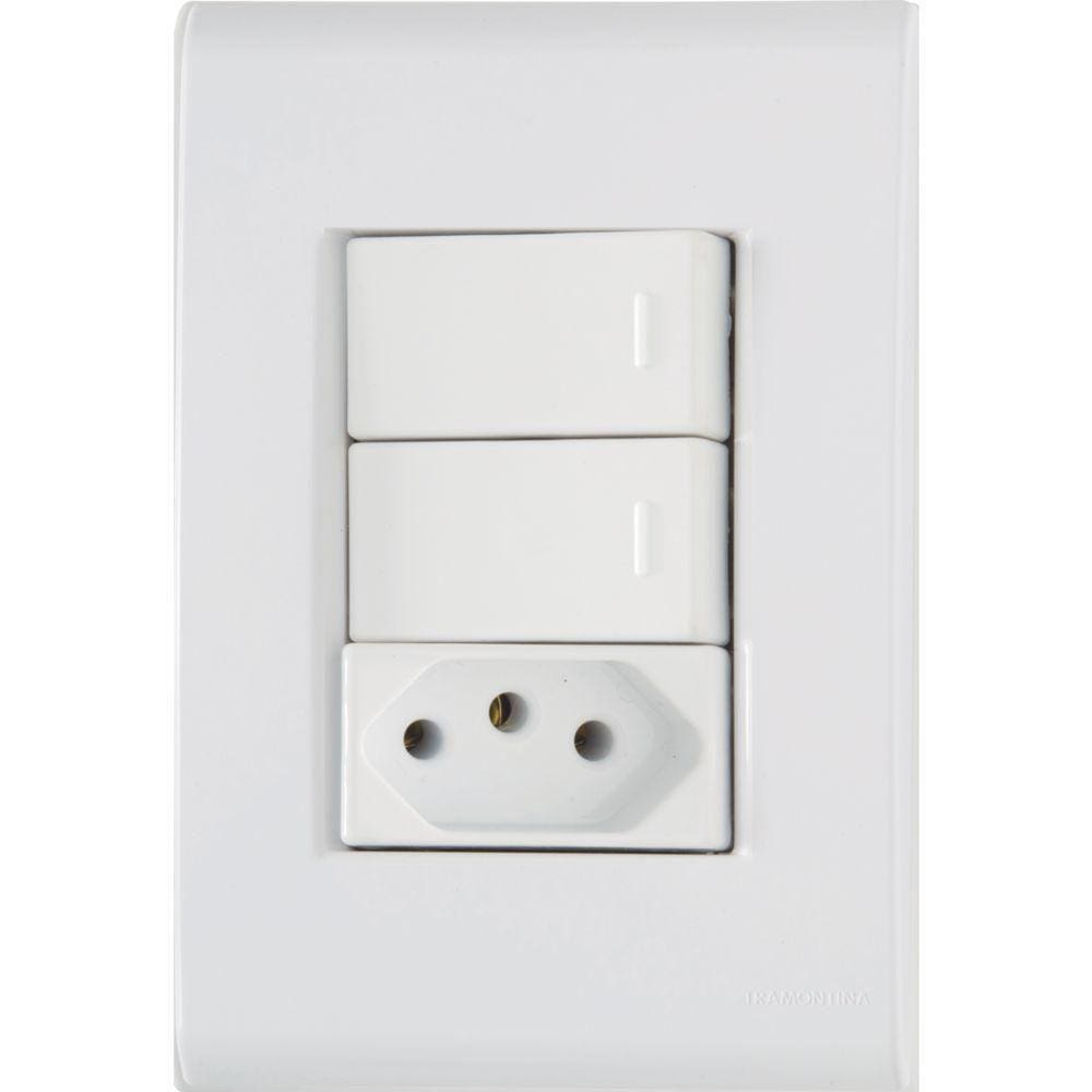 Placa 4x2 Interruptores Simples E 1 Tomada 2p+t 20a-250v Branco Branco - 250v
