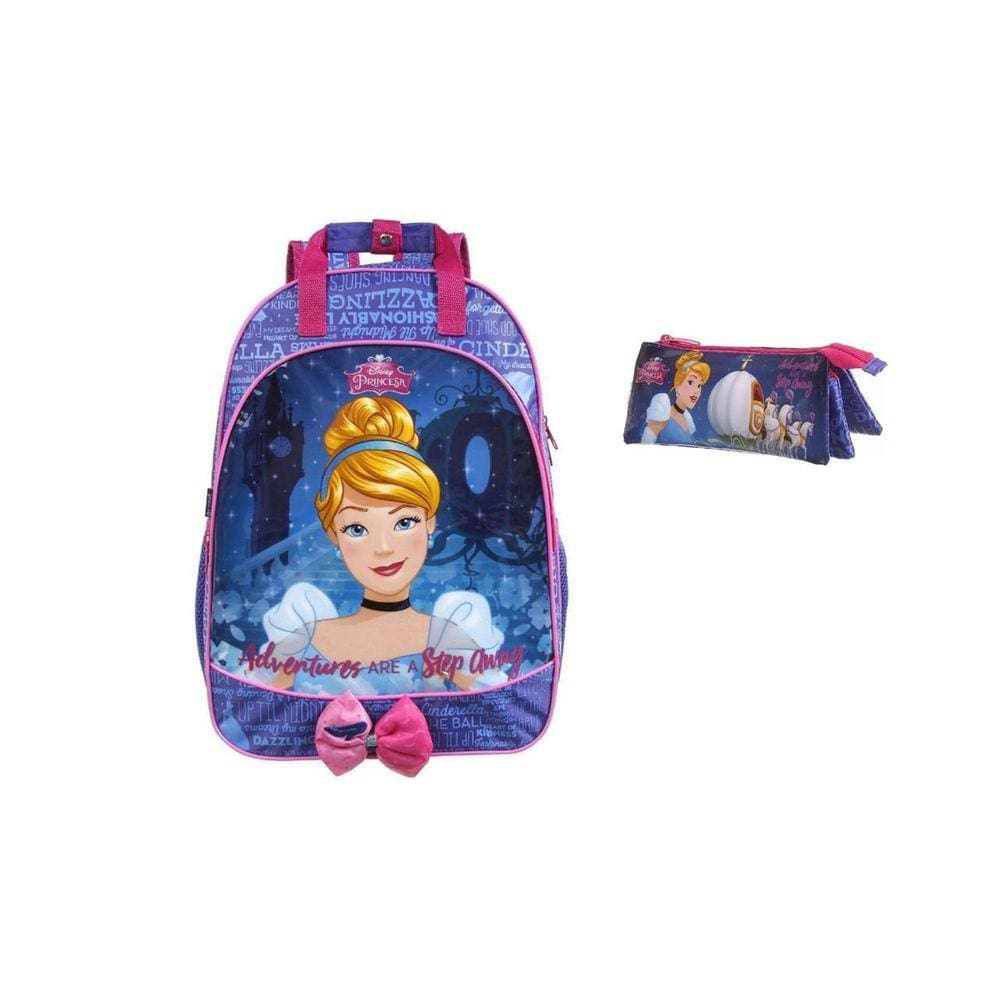 Kit Escolar Cinderela Mochila De Costas + Estojo Triplo