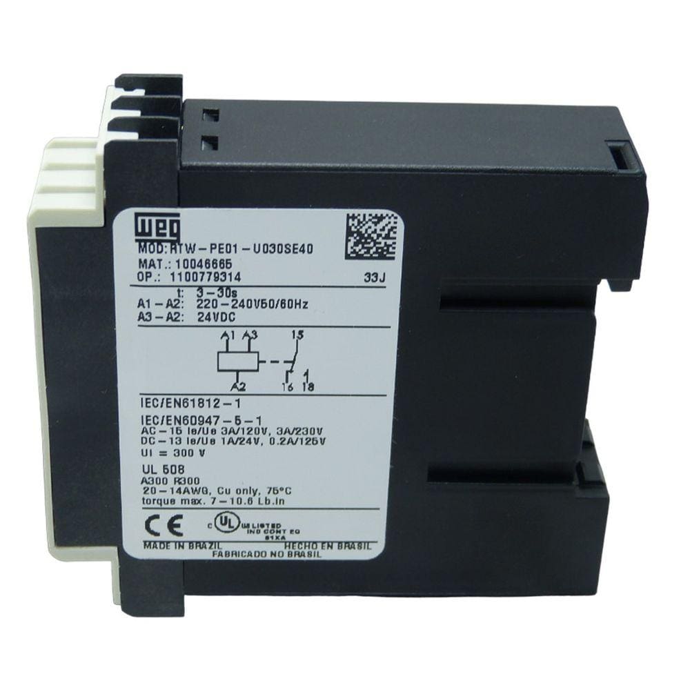 Rele Tempo Weg ETW Todos 220v Rtw-Pe01-U030Se40 0.2 A 30 Segundos Pulso Energicação