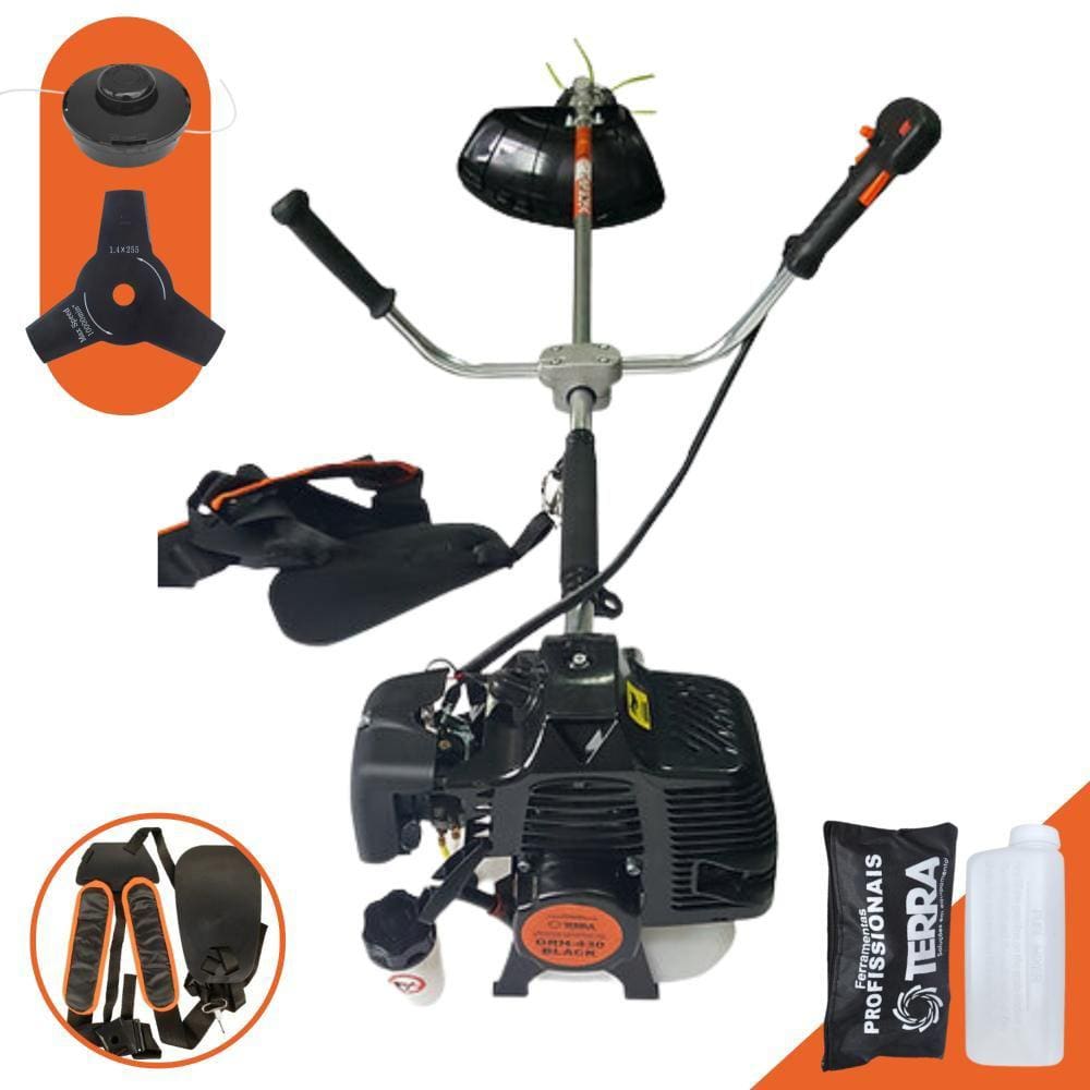 Roçadeira Profissional Á Gasolina Terra GRH430 43 Cilindradas 1,7HP Alta Rotação e Performance Ideal Para Limpeza e Manutenção de Rodovias