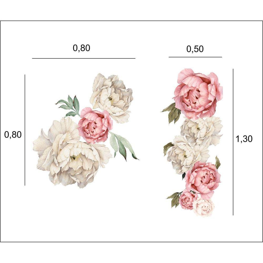 Adesivo De Parede Florais Peônias Arranjo De Flores