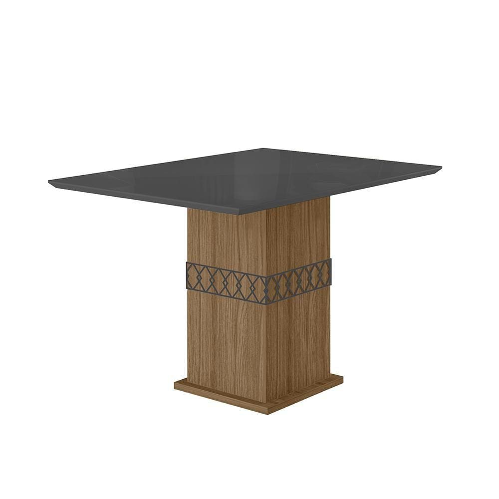 Mesa de Jantar 4 Lugares Tampo com Vidro Modena Carvalho Grafite