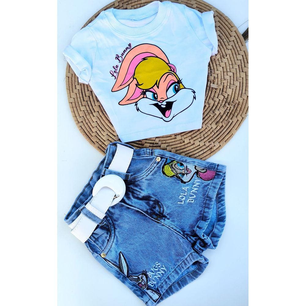 Conjunto menina short jeans e t-shirt disney - menina B