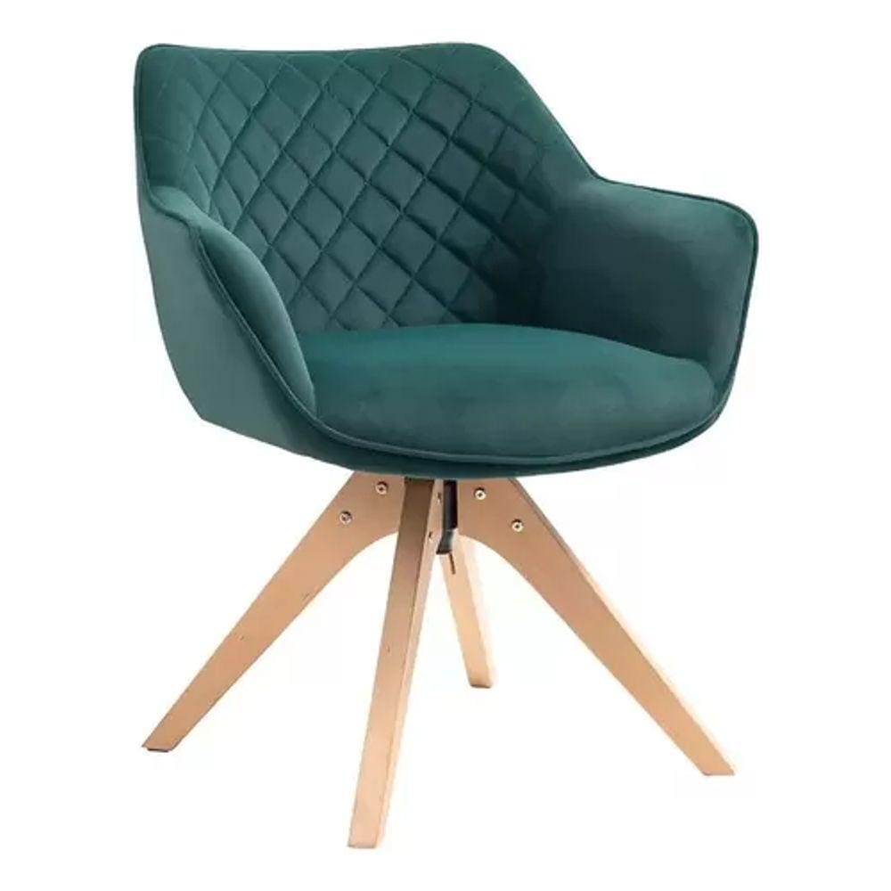 Cadeira De Jantar Verde Estofada E Moderna - 85x46x45 Cm