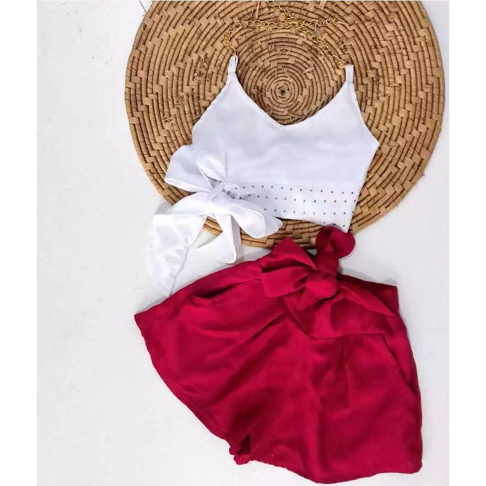 Conjunto feminino verão - Cropped e short- Festa Natal