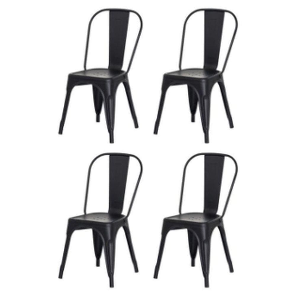 Kit - 4 X Cadeiras Iron Tolix - Preto - Semibrilho