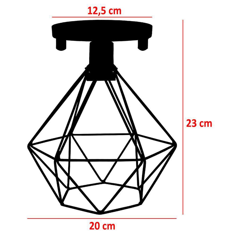 4 Lustres Teto Plafon Industrial Aramado Diamante Retrô Luminária Sobrepor Vintage Agp Ilumini