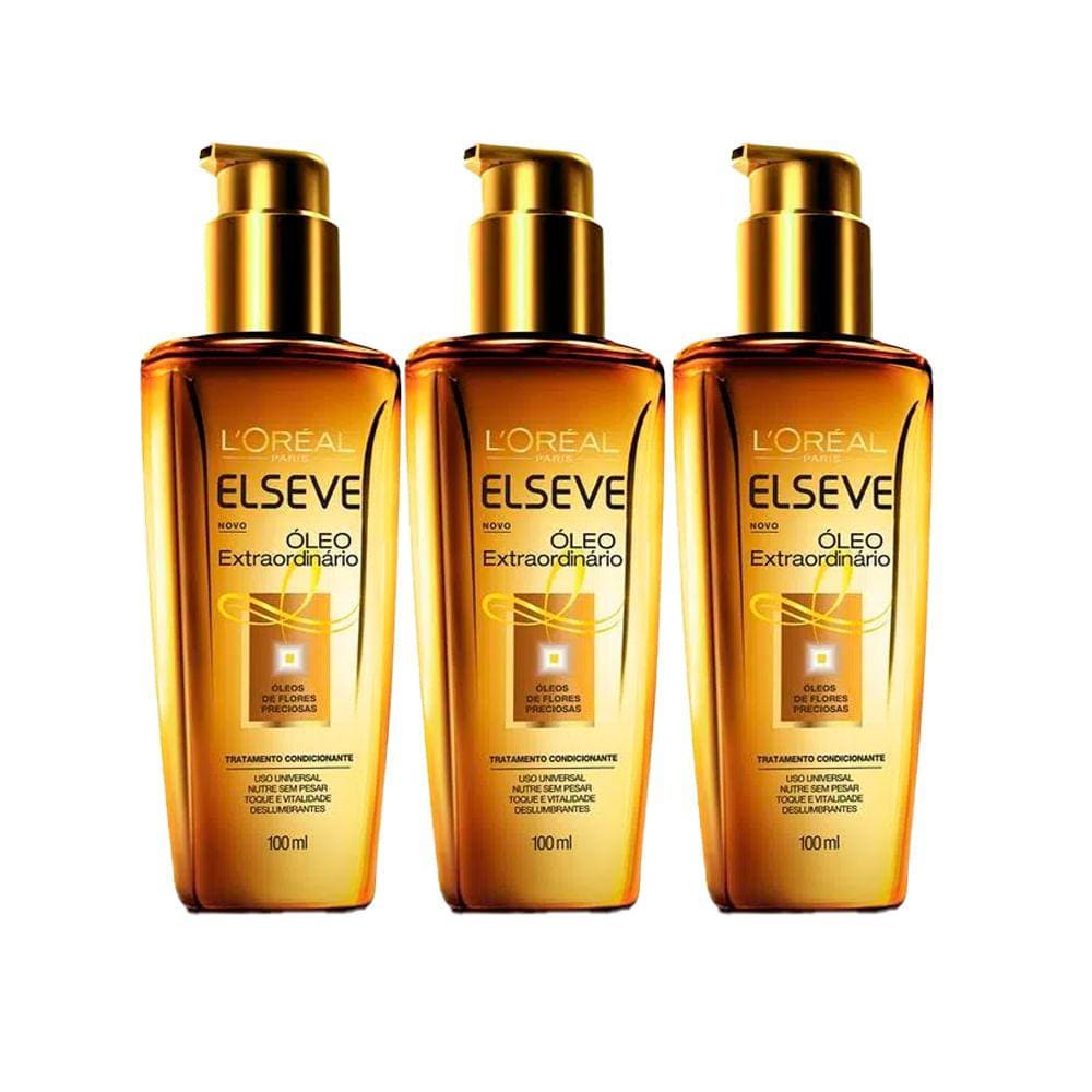 Kit Óleo Capilar Elseve Extraordinário 100ml - 3 Unidades