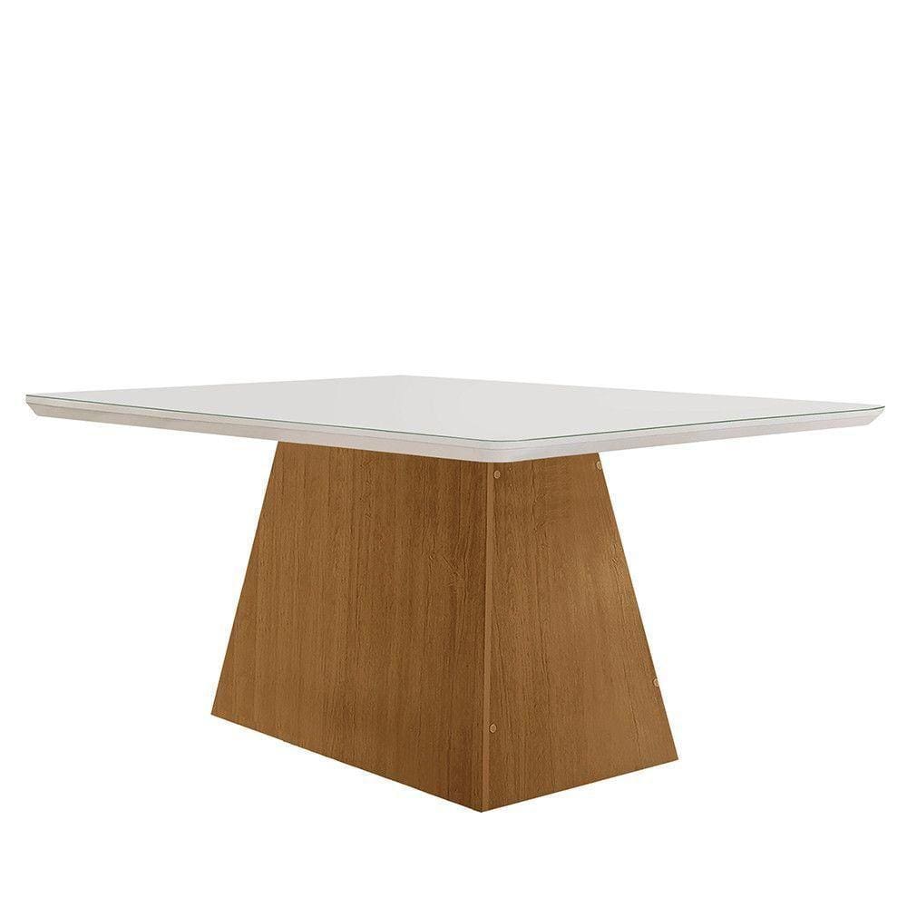 Mesa Sala De Jantar Aida 120cm Em Mdf E Vidro Off White
