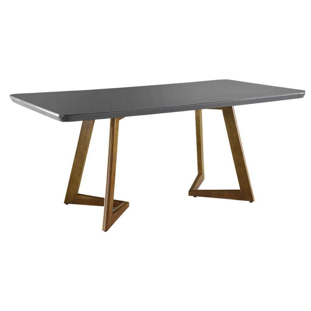 Mesa Munique 180cm Madeira E Vidro Mobillare Grafite Imbuia