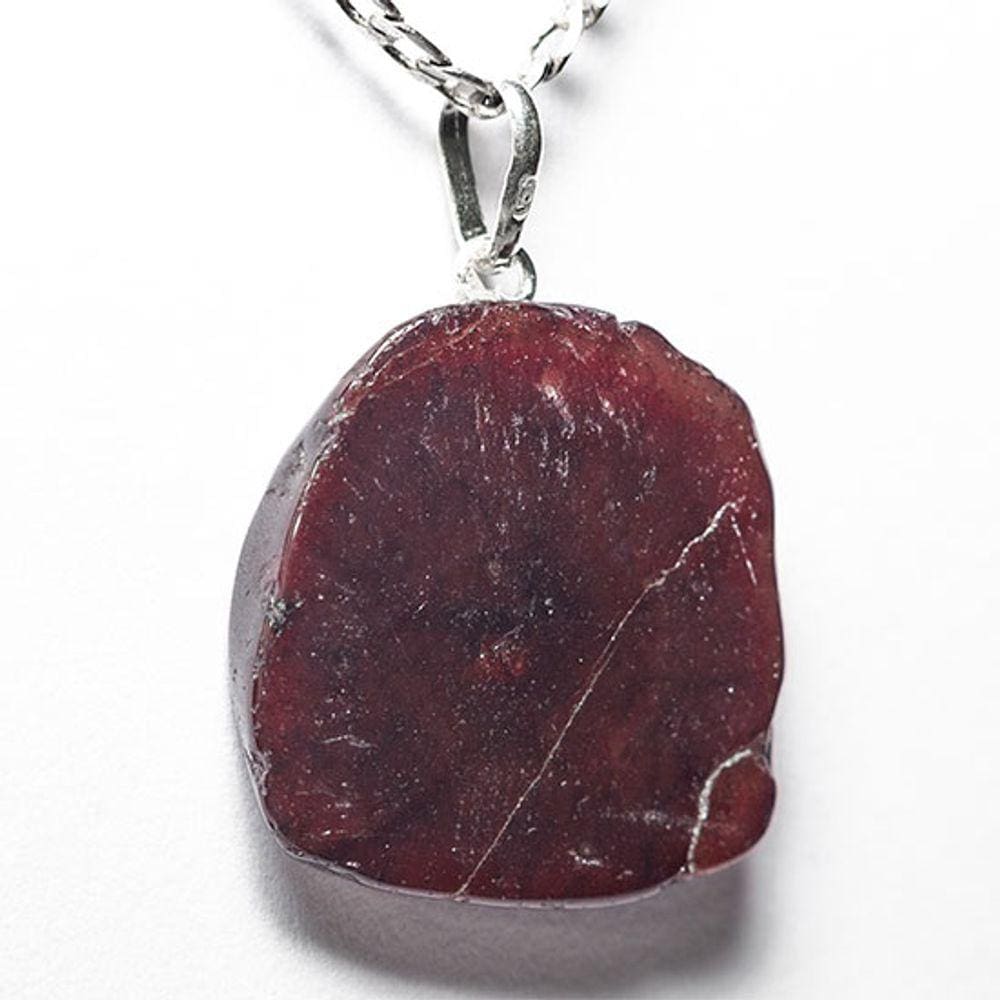 Colar Chapa de Rodolita Natural Pino Prata 950 Tamanho P