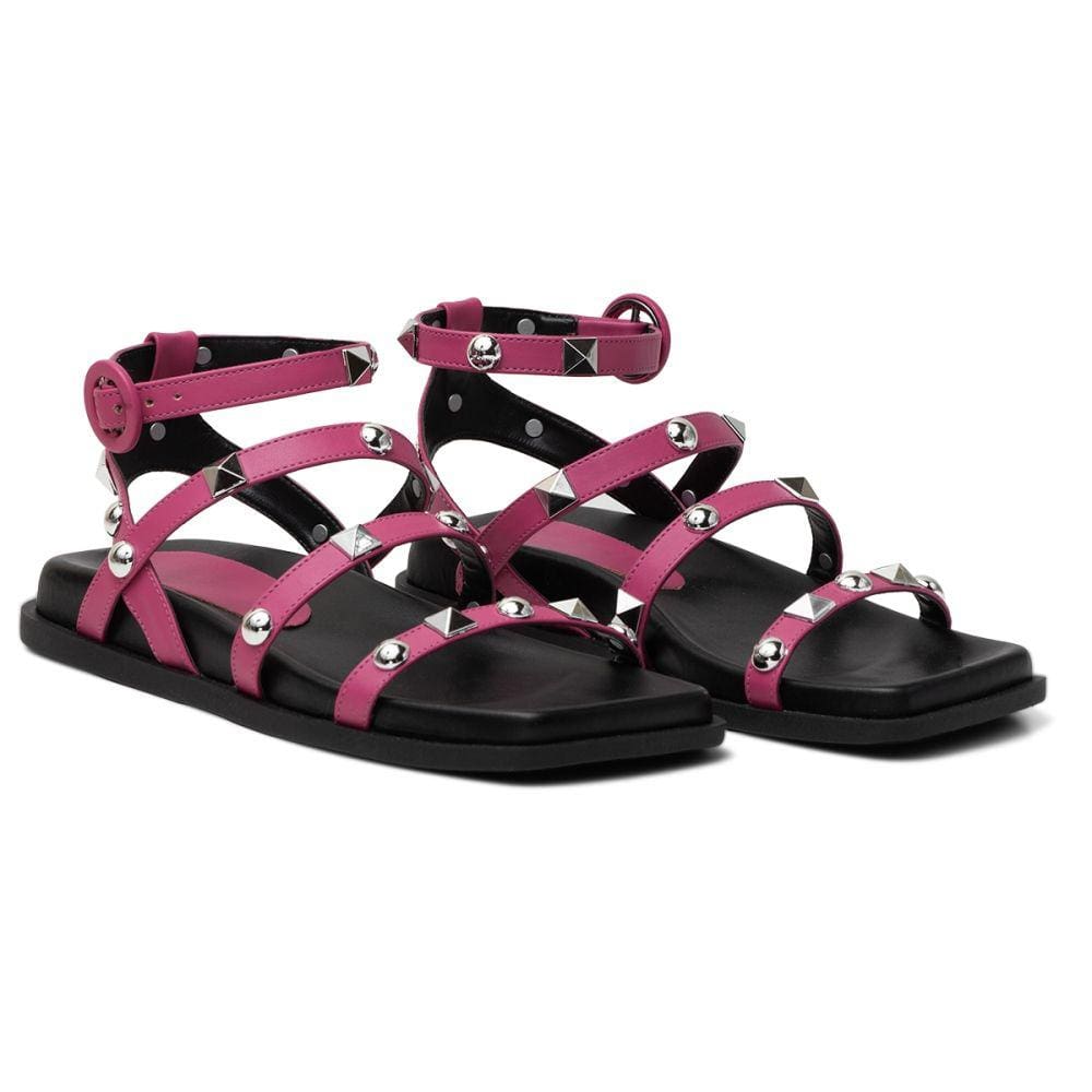 Sandália Papete Feminina Moda Casual Spikes Bico Quadrado e Sola Borracha Mulher Fashion