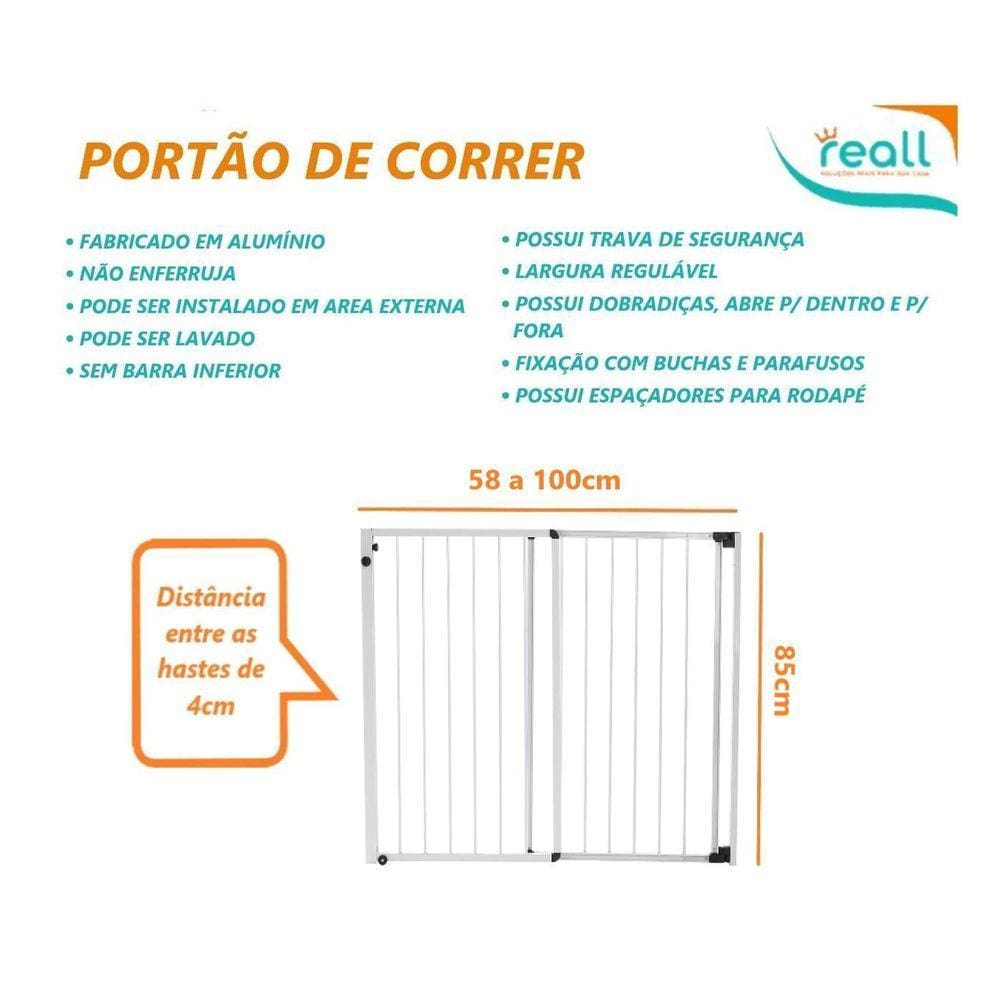 Portão Segurança Criança Pet Regulável De 58 A 100Cm Branco