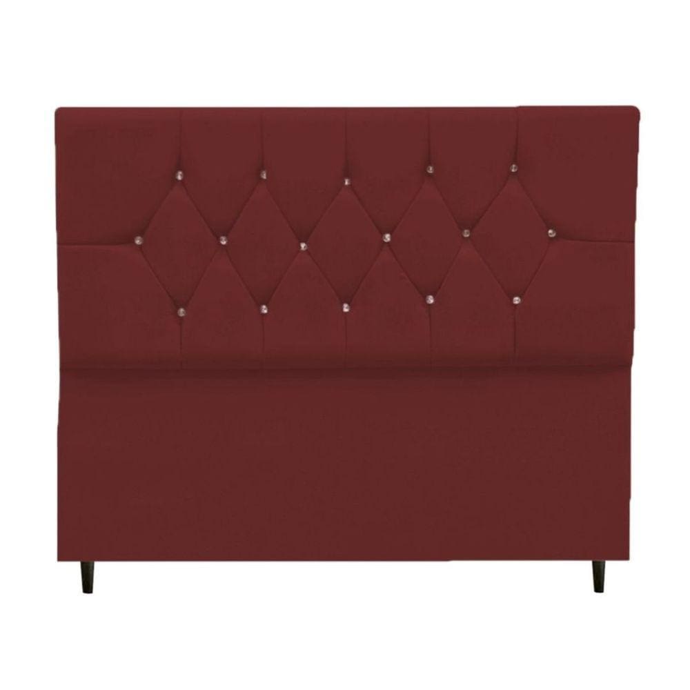 Cabeceira Cama Estofada Box Queen 160 cm Geovana Suede Bordô