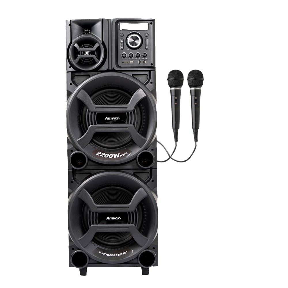 Caixa de Som Amplificada Amvox ACA 2201 Pesadão II 2200W - 2 Mic