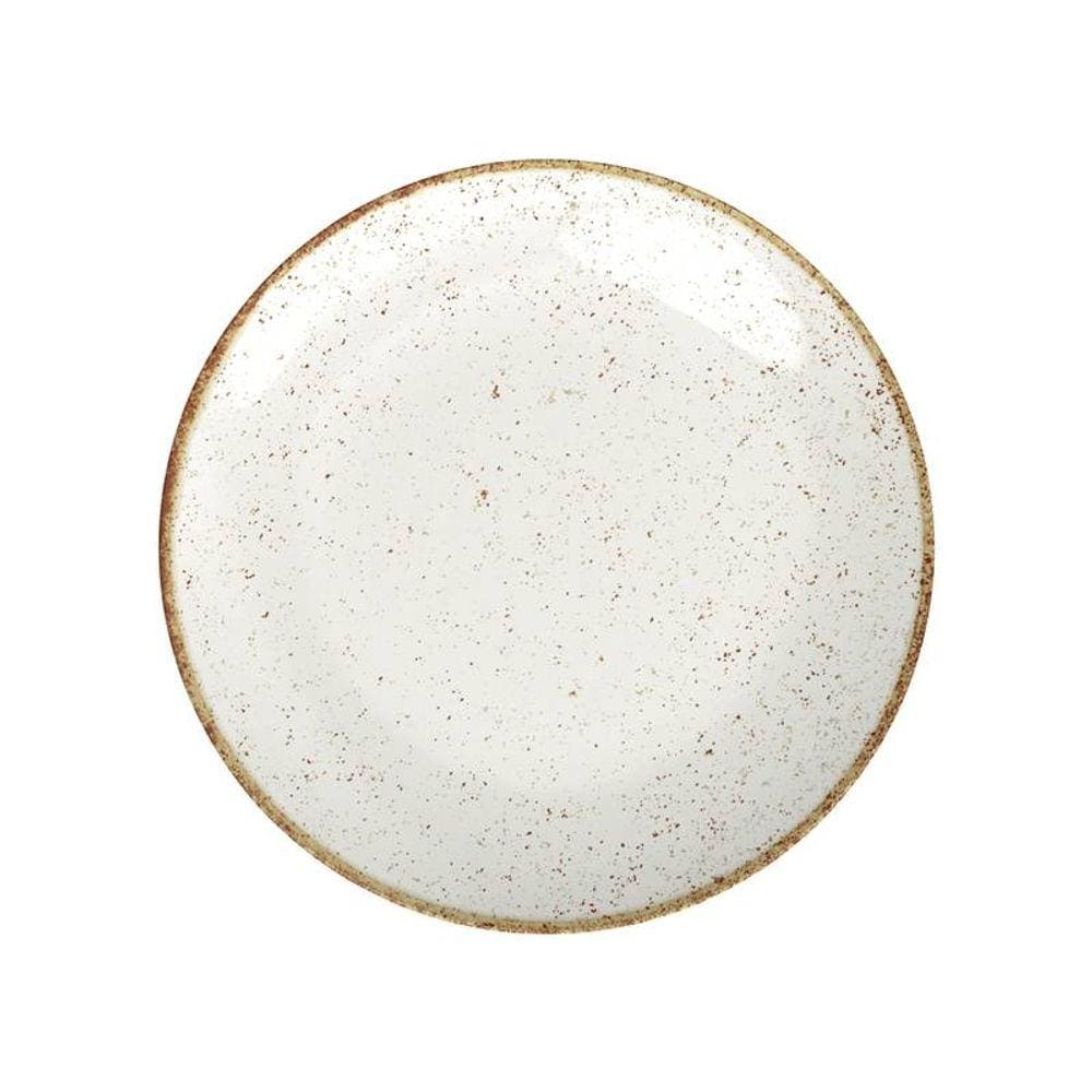 Prato Raso Tramontina Rústico Marrom Em Porcelana Decorada 25 Cm