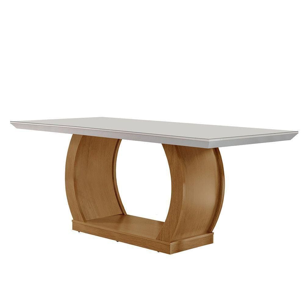 Mesa Sala De Jantar 180cm Milena Em Mdf E Vidro Off White