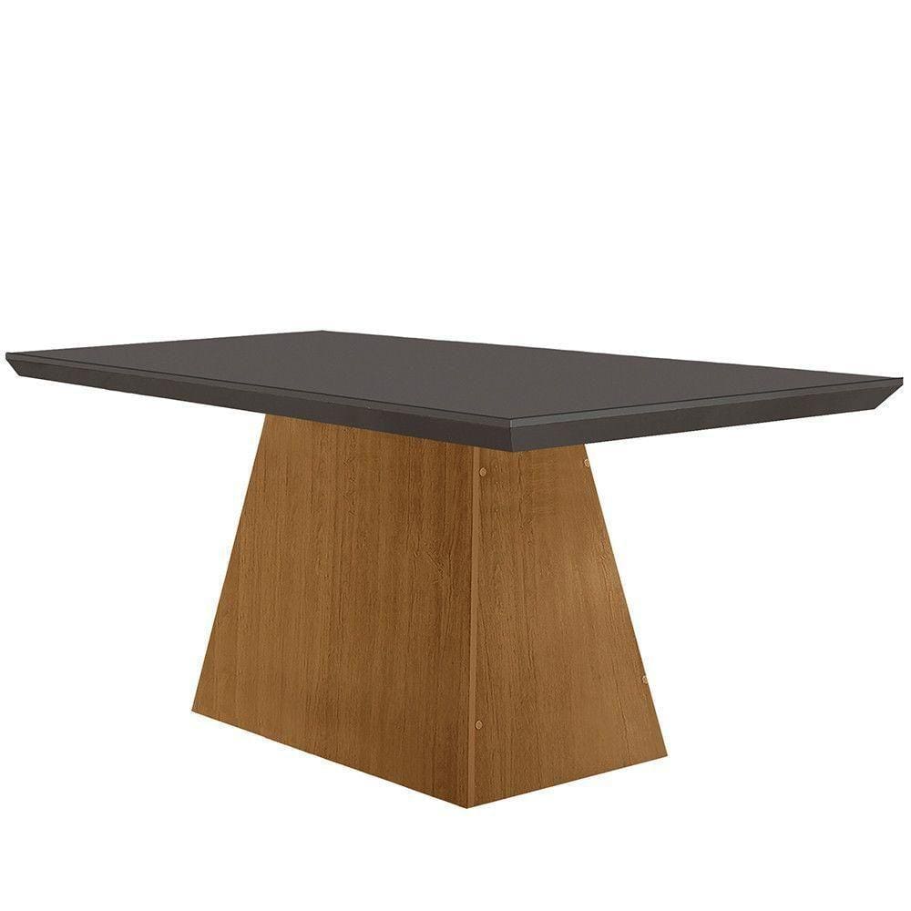 Mesa Sala De Jantar Aida 120cm Em Mdf E Vidro Grafite