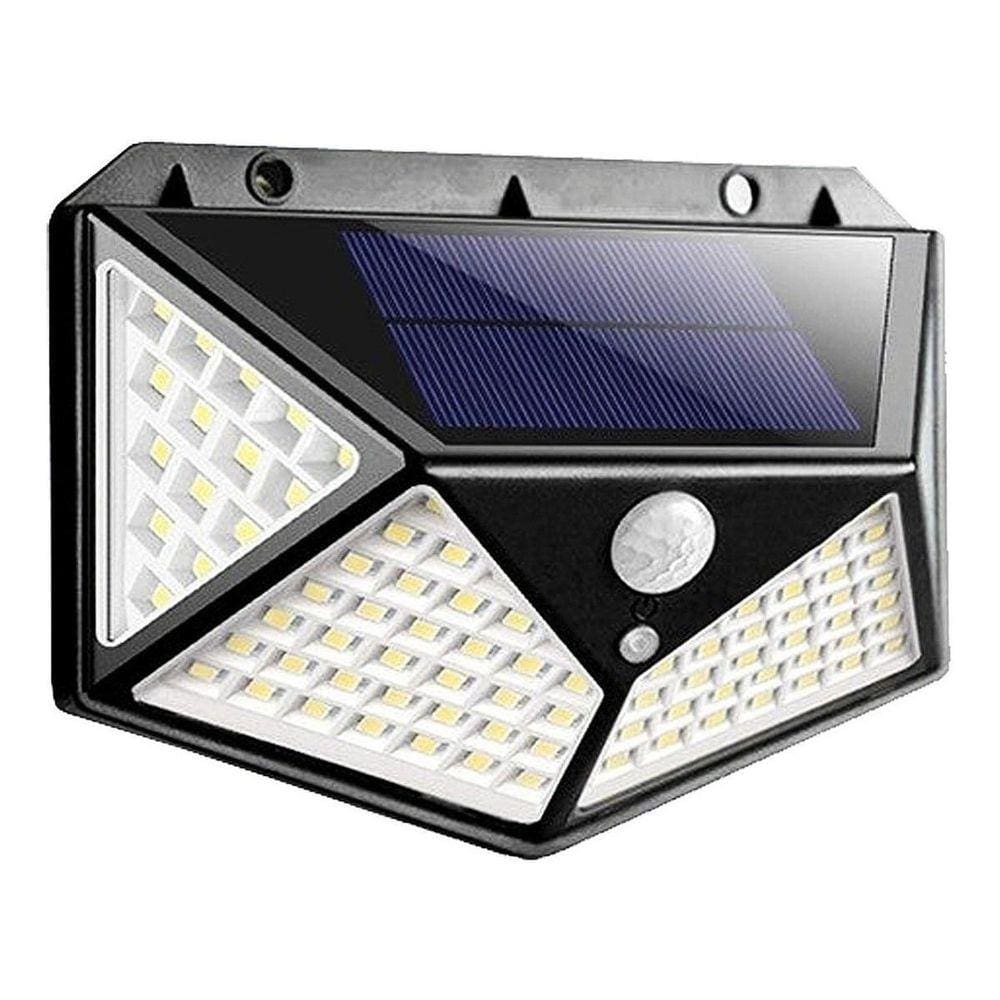 Kit 2 Luminária Solar 100 Leds Sensor Presença Sem Fio