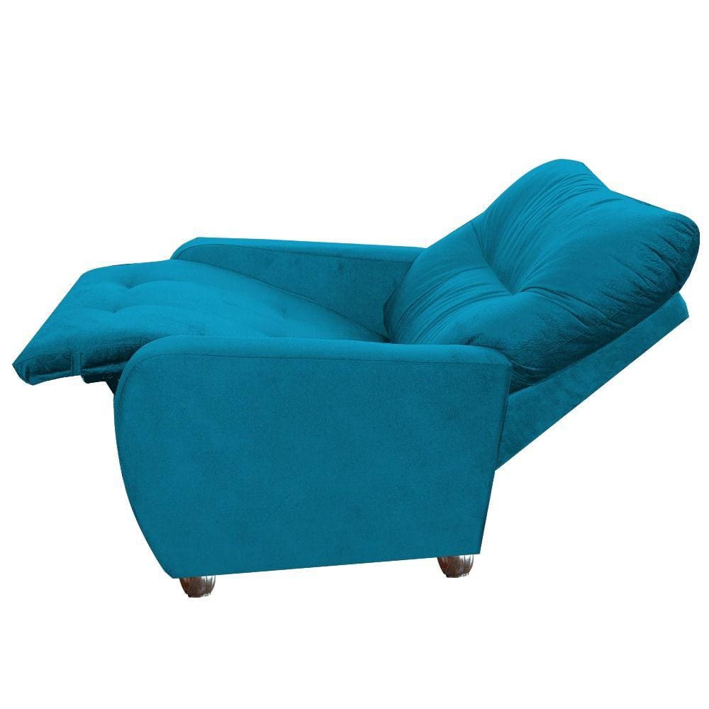 Poltrona Para Extensão De Cílios Reclinável Suede Imperio Moderno Turquesa