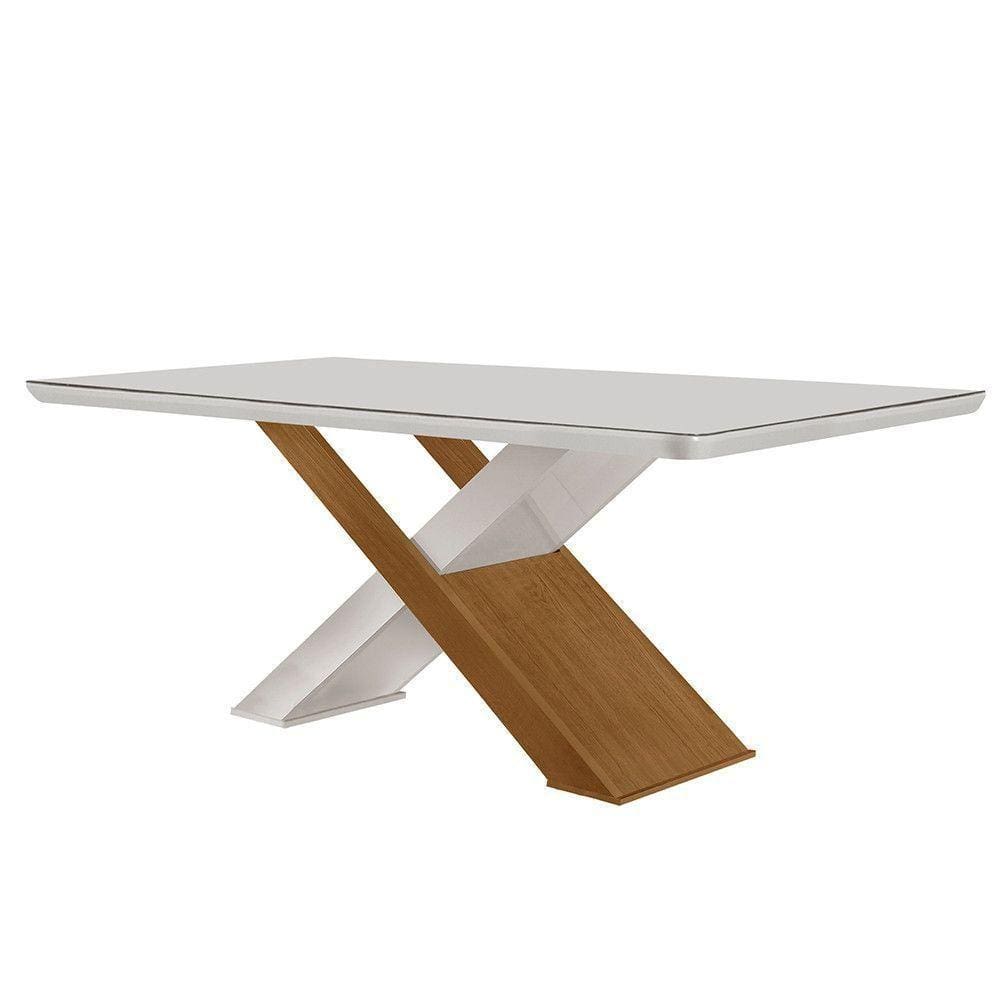 Mesa Sala De Jantar Carol 180cm Em Mdf E Vidro