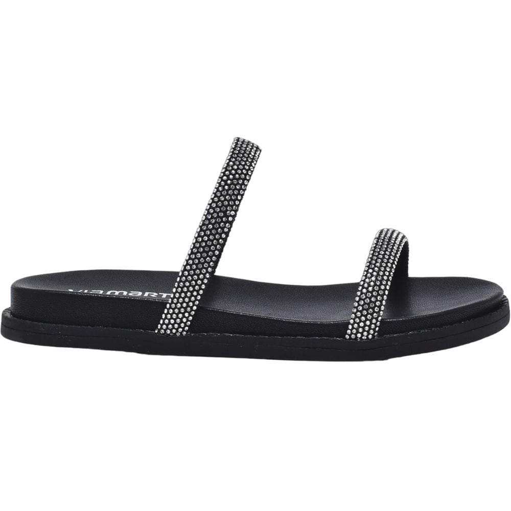 Rasteirinha Feminina Papete Casual Dia a Dia com Tiras em Strass Via Marte 23-10509