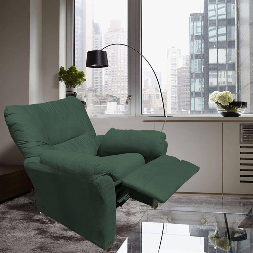 Poltrona Reclinável Manu Extensão De Cílios Estética Sobrancelha Suede Verde