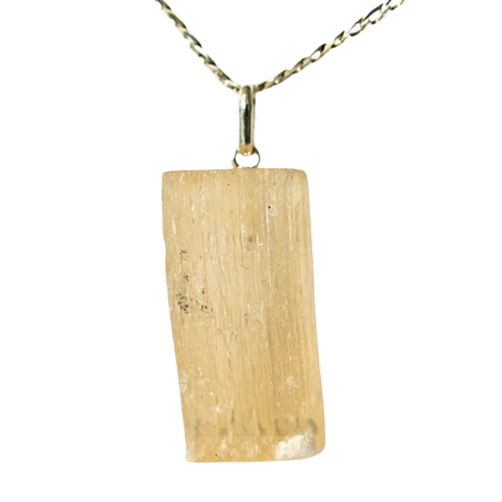 Colar Canudo Selenita Laranja Pedra Natural Pino Prata 950