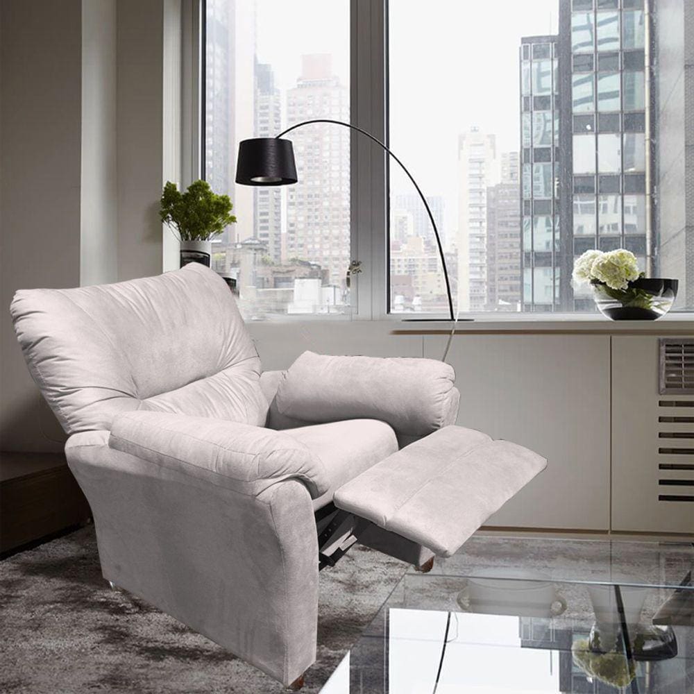 Poltrona Reclinável Manu Extensão De Cílios ou Amamentação Quarto Sala Estética Escritorio Bege Claro