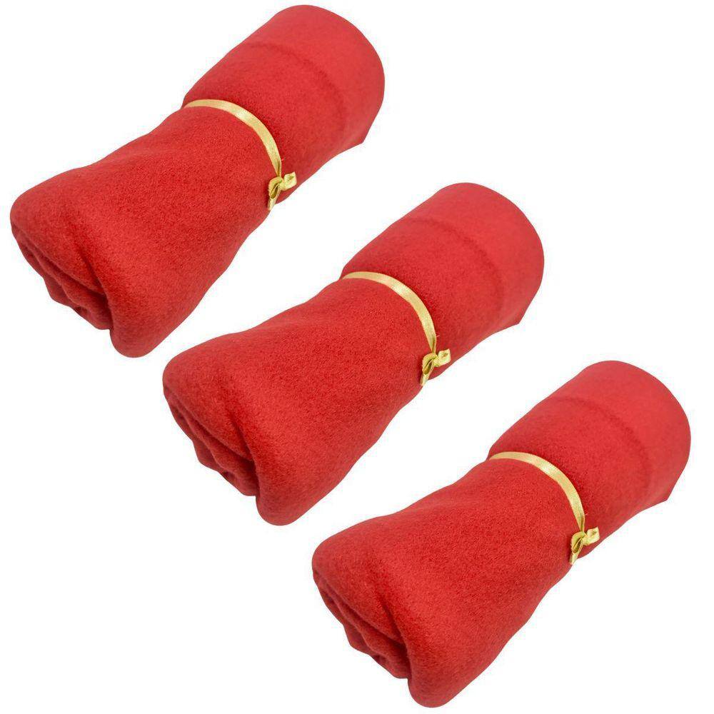 Kit 3 Mantas Cobertor Pet Soft Vermelho 90x75cm