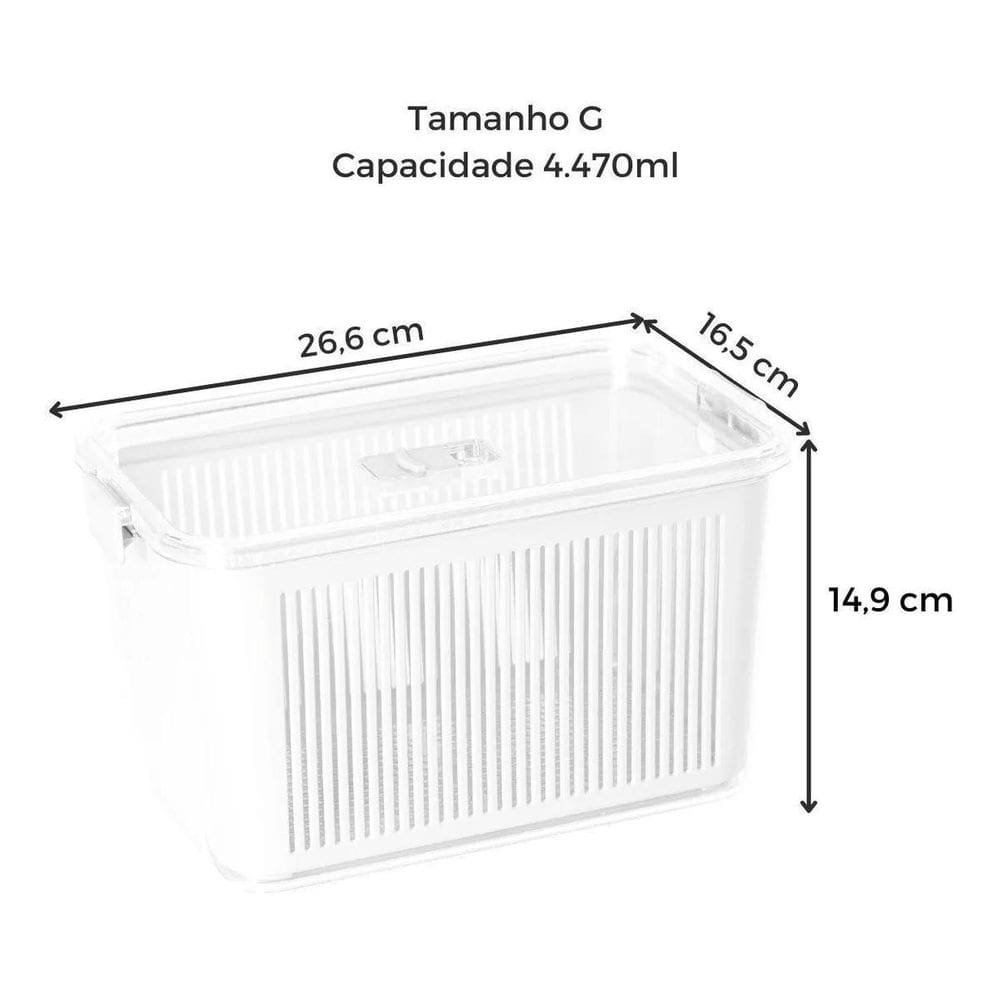 Pote Slim Hermético Com Escorredor Interno E Trava 4.470Ml