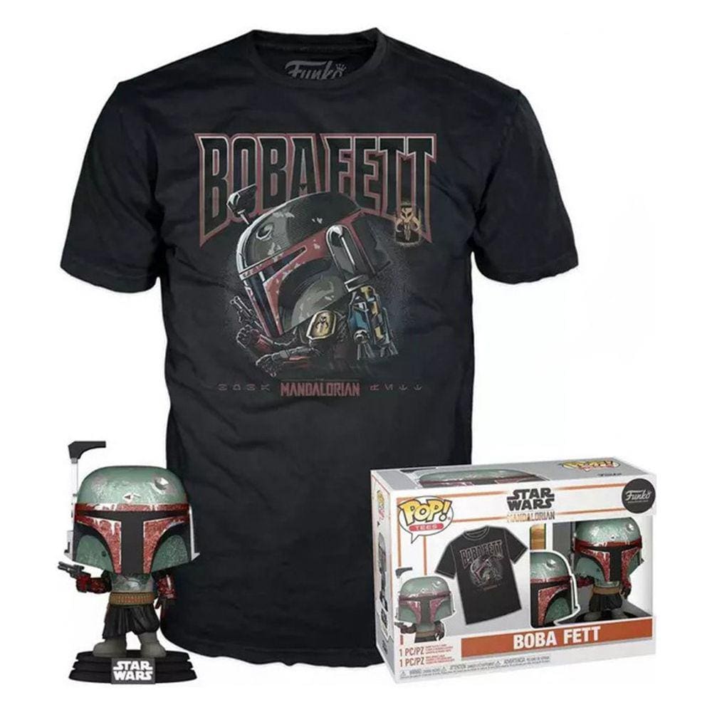 Funko Pop Star Wars Mandalorian Boba Fett + Com Camiseta
