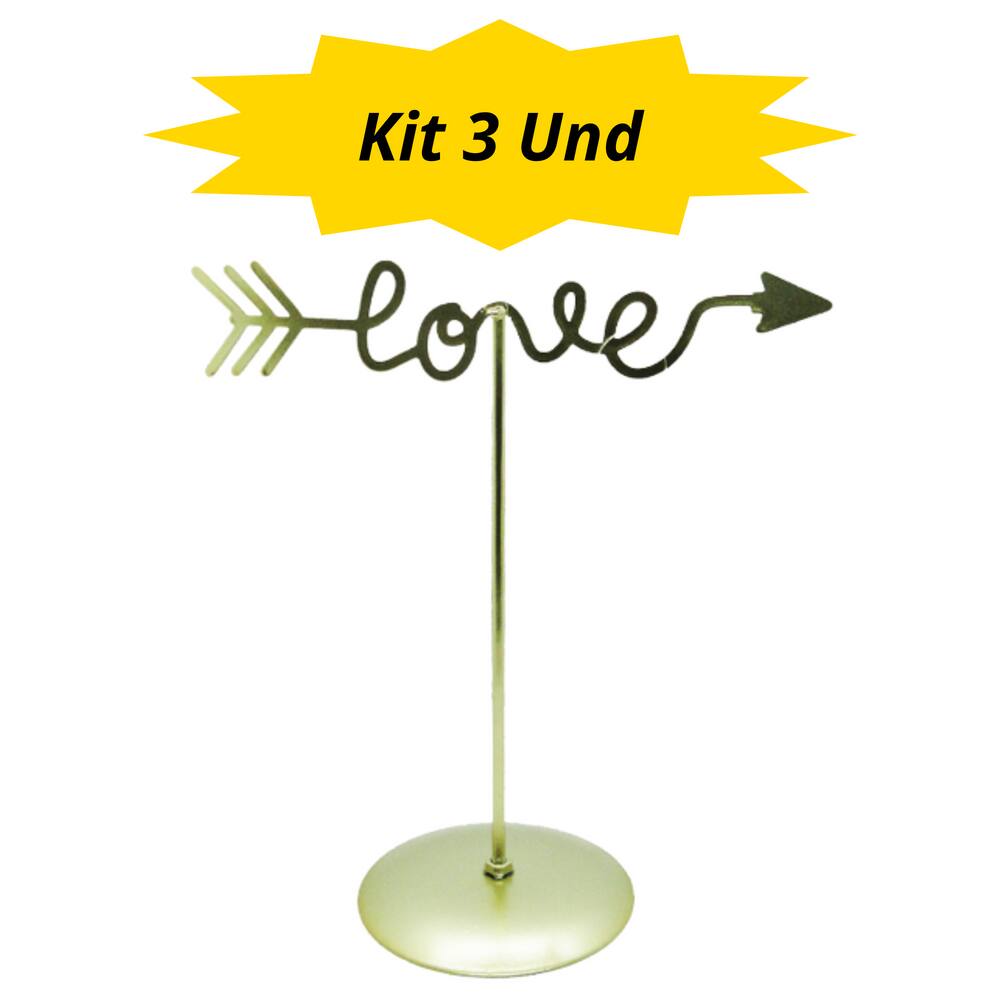Kit 3 und - Porta Joias - Aramado - Base Metalizado - Love