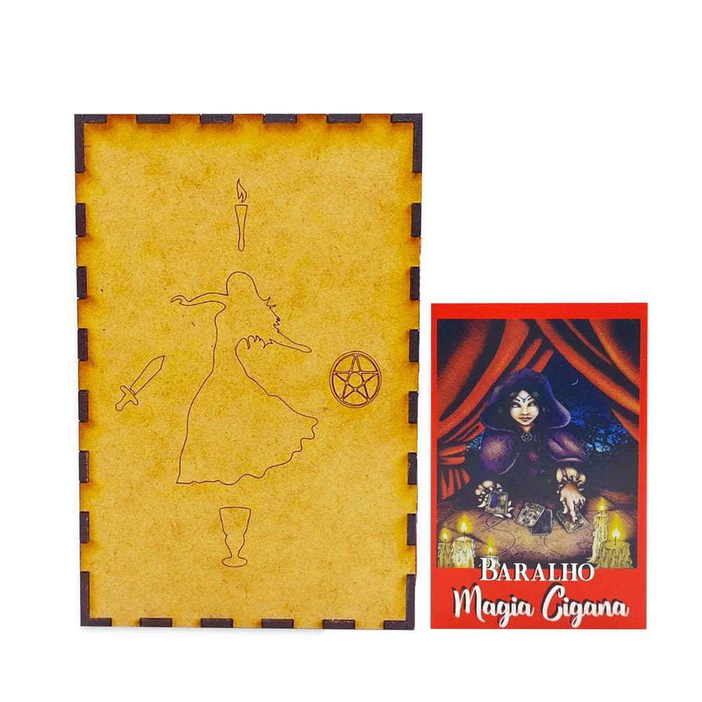 Kit Baralho Tarô Magia Cigana e Porta Tarô Caixa Madeira