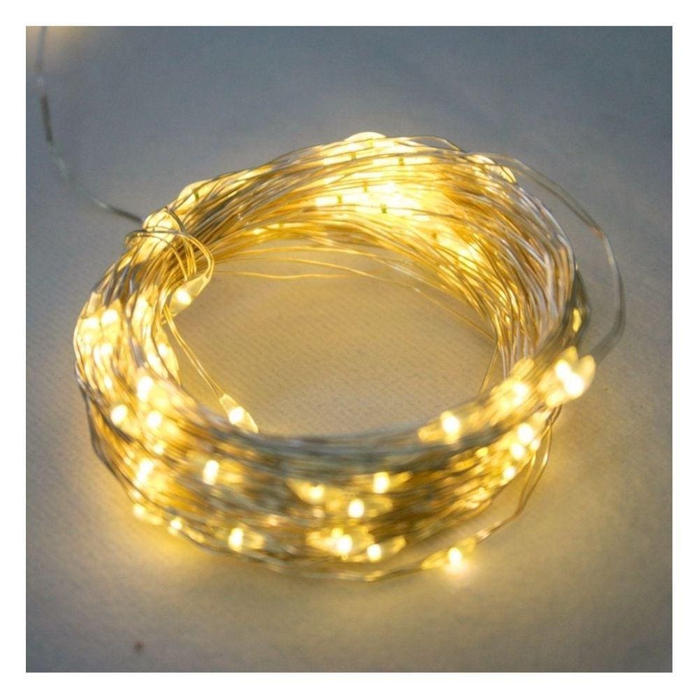 Fio Arame 100 Leds 8 Funções Controle Remoto Warm 10M