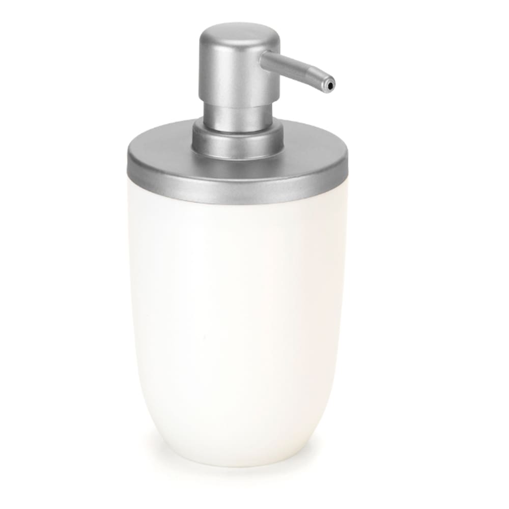 Dispenser Porta Sabonete Líquido 500ml Branco / Prata Fosco