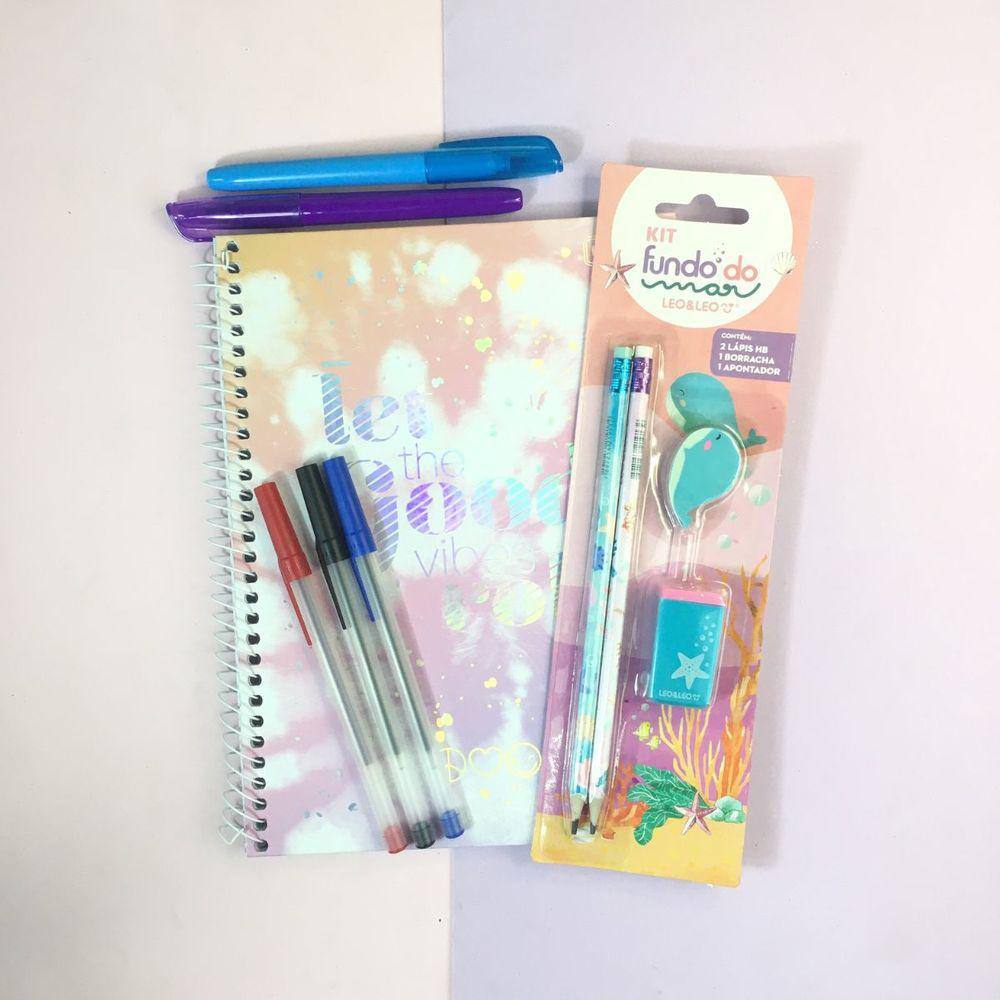 Kit Papelaria Escolar Básico Estudos