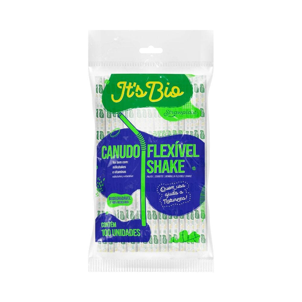 Canudo Bio Flex Shake Sache Papel 8 Mm Vermelho Pp C/ 100