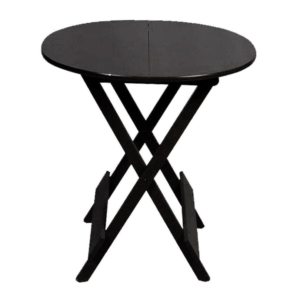 Mesa Para Açaí Dobravel De Madeira 70 Redonda - Preto - Preto