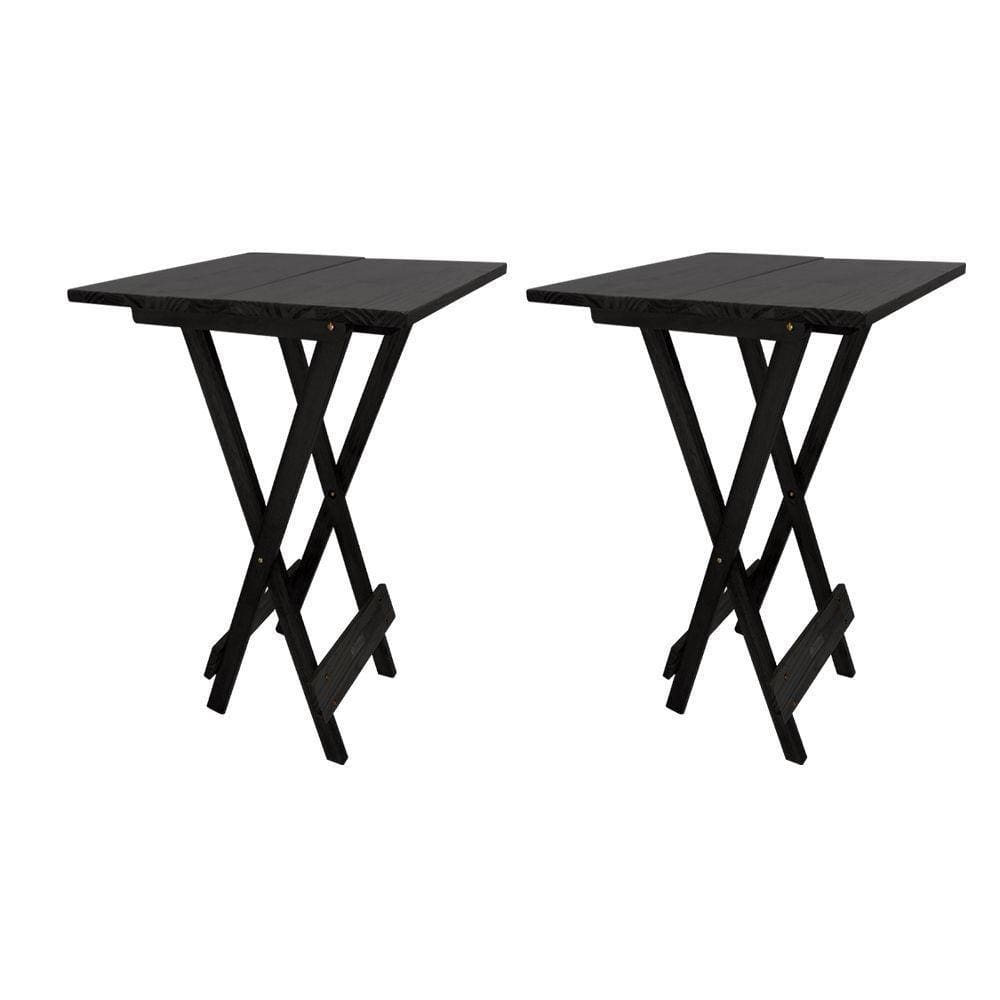 Kit 2 Mesa Bistro Dobravel Quadrada Preta - Preto