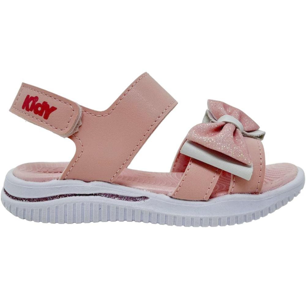 Sandália Infantil Menina Casual Dia a Dia com Laço Fechamento em Fitas Aderentes Kidy 192-1040